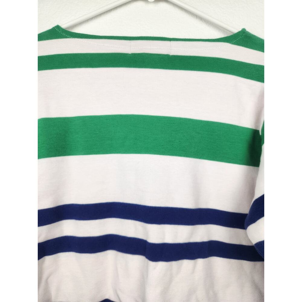 Vintage Ralph Lauren Boat Neck Long Sleeve Striped Shirt Medium Green Blue White - Picture 5 of 7